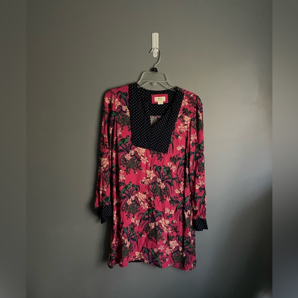 Maeve Anthropologie Floral Bird Kaftan Dress Womens Size 2